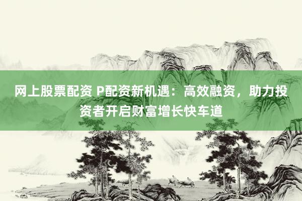 网上股票配资 P配资新机遇：高效融资，助力投资者开启财富增长快车道