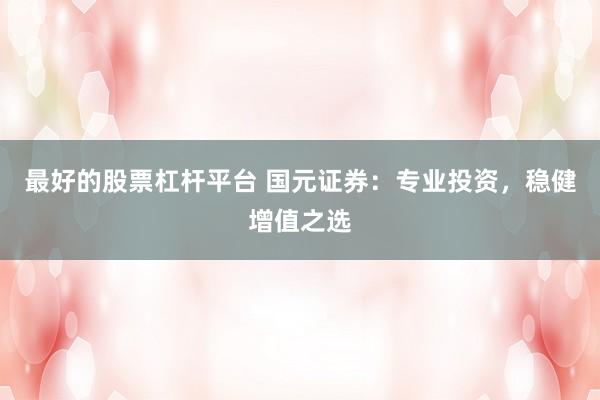 最好的股票杠杆平台 国元证券：专业投资，稳健增值之选