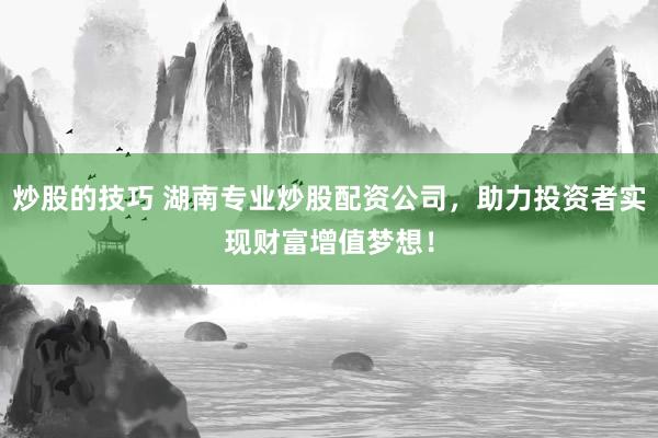炒股的技巧 湖南专业炒股配资公司，助力投资者实现财富增值梦想！