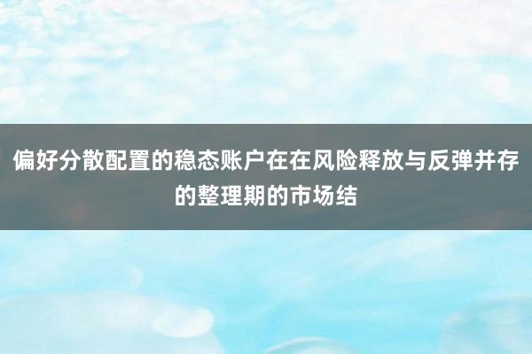 偏好分散配置的稳态账户在在风险释放与反弹并存的整理期的市场结