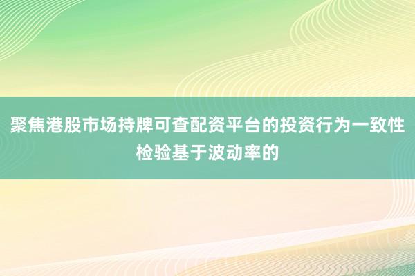聚焦港股市场持牌可查配资平台的投资行为一致性检验基于波动率的