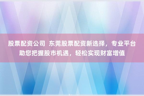 股票配资公司  东莞股票配资新选择，专业平台助您把握股市机遇，轻松实现财富增值